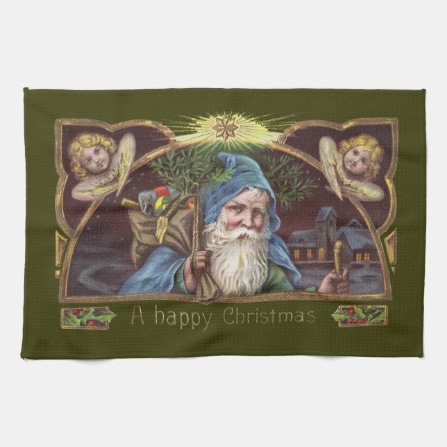 Linge De Cuisine Antique de Noël des Père Noël Angels victoriens (Horizontal)