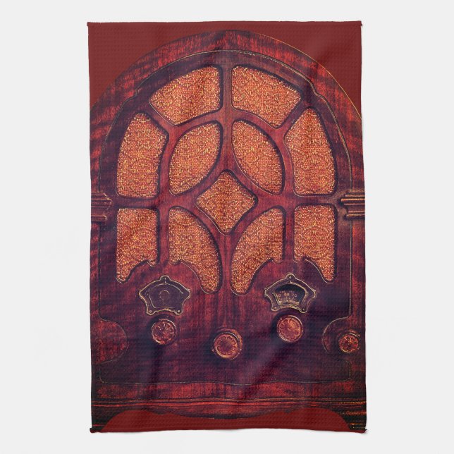 Linge De Cuisine Antique radio bois élégant art déco cathédrale (Vertical)