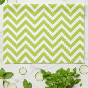 Linge De Cuisine Apple Green Chevron