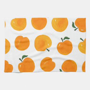 Linge De Cuisine Apricots Aquarelle Blanc Arrière - plan Vintage