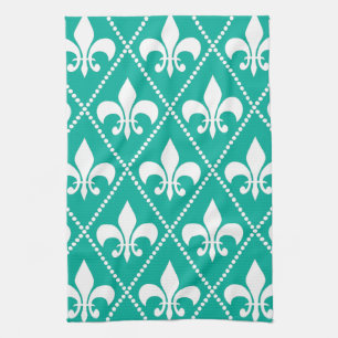 Linge De Cuisine Aqua Fleur de Lis