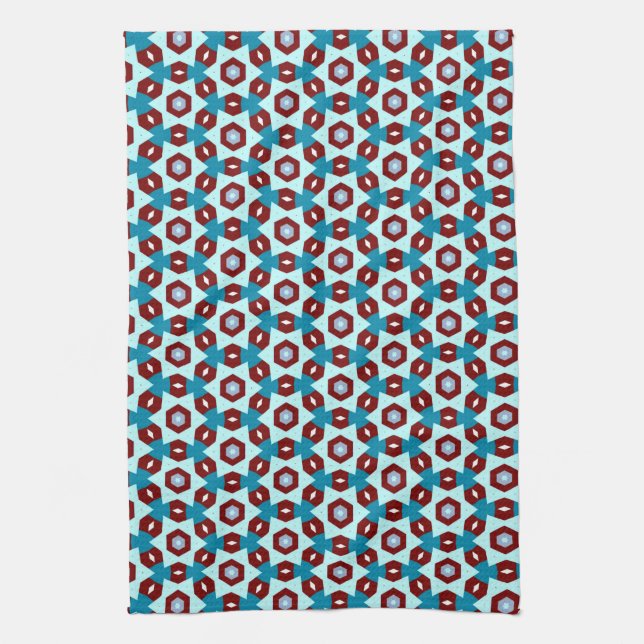 Linge De Cuisine Aqua Turquoise géométrique justePatterns tissu (Vertical)