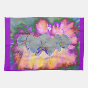 Linge De Cuisine Aquarelle Abstraite orchidées tropicales