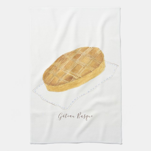 Linge De Cuisine Aquarelle basque de Gâteau (Vertical)