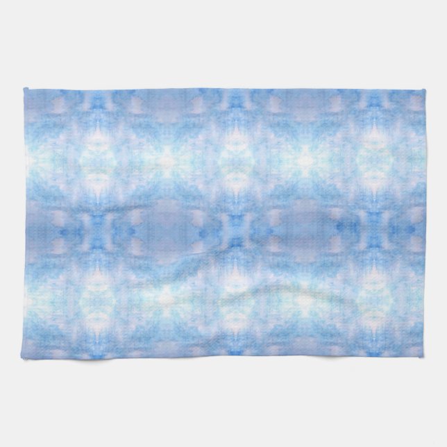 Linge De Cuisine Aquarelle bleu Cravate-teinture Aquarelle géométri (Horizontal)