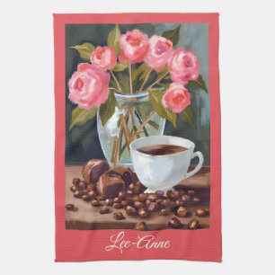 Linge De Cuisine Aquarelle Café & Fleurs – Décor Cosy