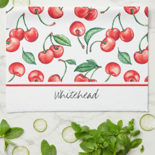 Linge De Cuisine Aquarelle Cherry Monogram