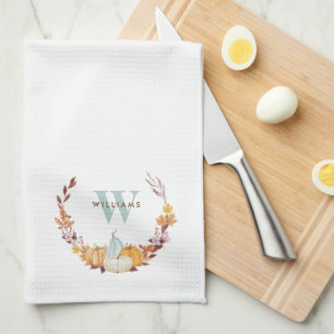 Linge De Cuisine Aquarelle Chute de couronne Monogramme