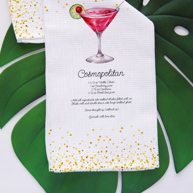 Linge De Cuisine Aquarelle Cosmopolite Custom Cocktail Recette (Créateur téléchargé)