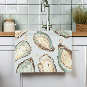Linge De Cuisine Aquarelle côtière huître & perle
