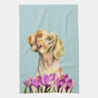 Aquarelle de fleur de chien et de crocus de Vizsla