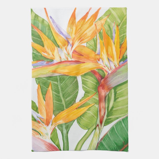 Linge De Cuisine Aquarelle de fleurs exotiques (Vertical)