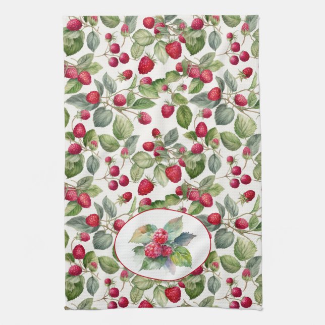 Linge De Cuisine Aquarelle de framboises mignonnes (Vertical)