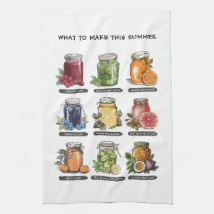 Linge De Cuisine Aquarelle d'été colorée Fruit Jam Mason Jar