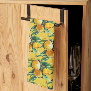 Linge De Cuisine Aquarelle d'orange fraîche Œuvre d'art sur les ag