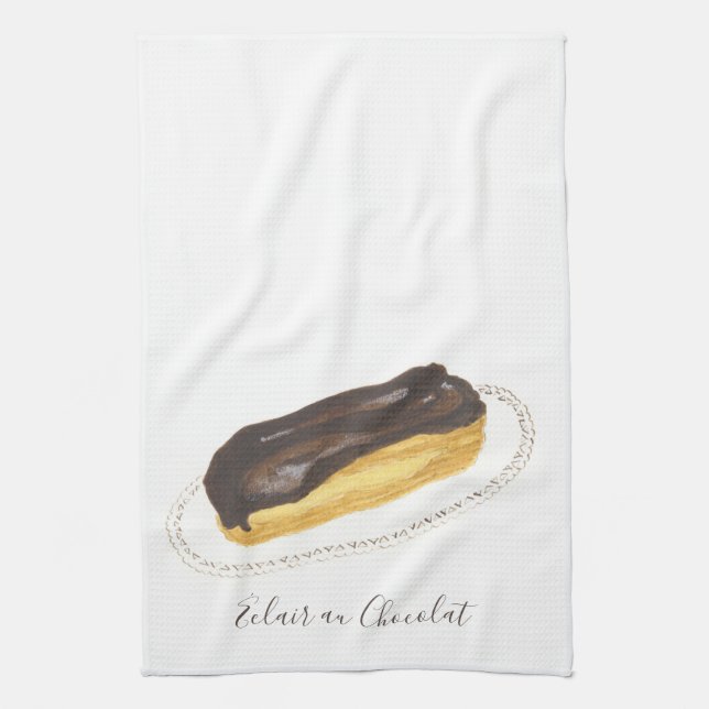 Linge De Cuisine Aquarelle Éclair au Chocolat (Vertical)