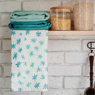 Linge De Cuisine Aquarelle étoile - turquoise