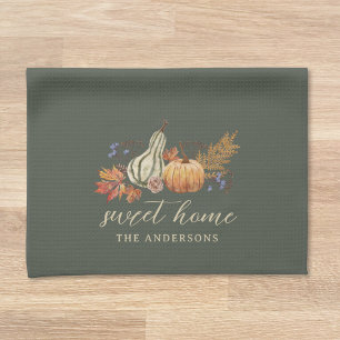 Linge De Cuisine Aquarelle Festive Citrouilles Automne Automne Auto