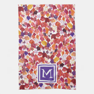 Linge De Cuisine Aquarelle Feuille initiale en chute libre sur mesu