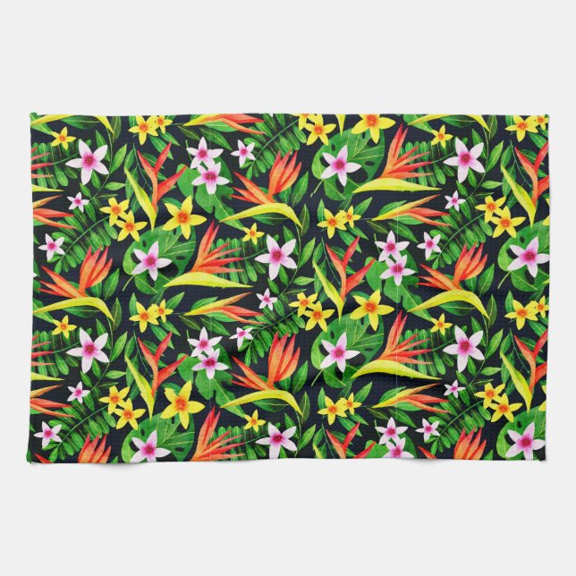 Linge De Cuisine Aquarelle Fleurs Et Fruits Motif Floral-23768 (Horizontal)