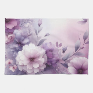 Linge De Cuisine Aquarelle florale aux couleurs pastel douces 