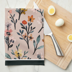 Linge De Cuisine Aquarelle florale Boho Rose poussiéreux