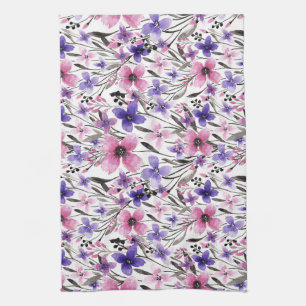 Linge De Cuisine Aquarelle florale rose-rose-champêtre moderne