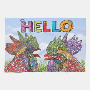 Linge De Cuisine Aquarelle Funny Agritourisme poulet Hello Cuisine 