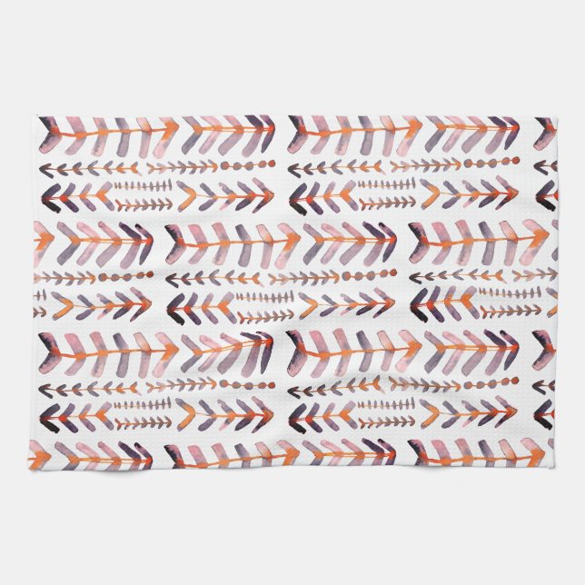 Linge De Cuisine Aquarelle géométrique Arrowroot Motif rose violet (Horizontal)