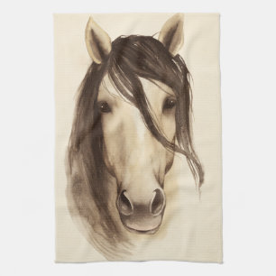 Linge De Cuisine Aquarelle Grange Animaux   Cheval