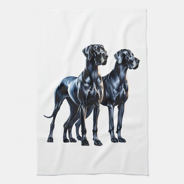 Linge De Cuisine Aquarelle Great Danes (Vertical)