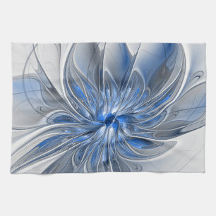 Linge De Cuisine Aquarelle gris bleu Abstrait Fractal Art Flower