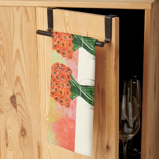 Linge De Cuisine Aquarelle italienne Ranunculus (Pliage en tiers)