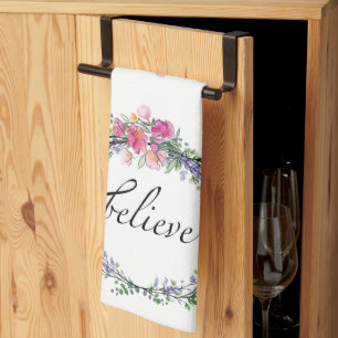 Linge De Cuisine Aquarelle Lavande rose Rose sauvage, Croire