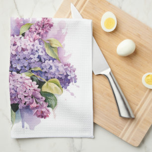Linge De Cuisine Aquarelle Lilac Garden Flower Bouquet Floral