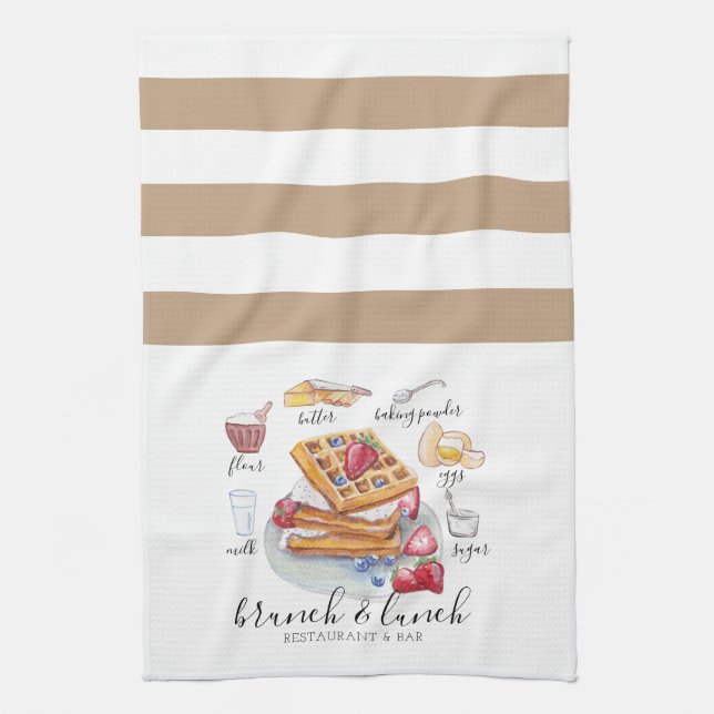 Linge De Cuisine Aquarelle logo Restaurant gaufre Business (Vertical)