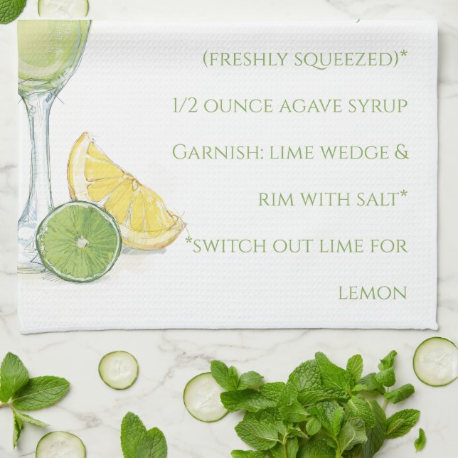 Linge De Cuisine Aquarelle Margarita Cocktail Recette Aquarelle (Plié)