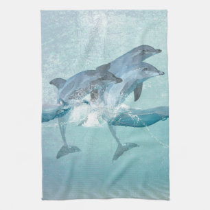Linge De Cuisine Aquarelle marine des Dolphins