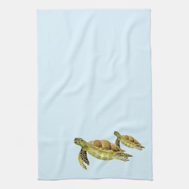 Linge De Cuisine Aquarelle marine des tortues de mer d'Hawaii (Vertical)