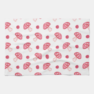 Linge De Cuisine aquarelle mignon champignons rouges et pois