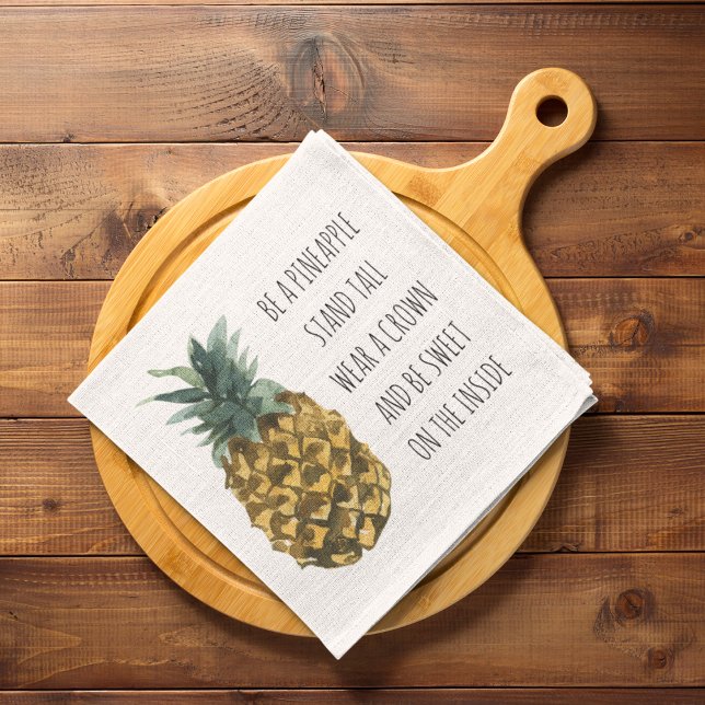Linge De Cuisine Aquarelle moderne ananas et citation amusante posi (Créateur téléchargé)