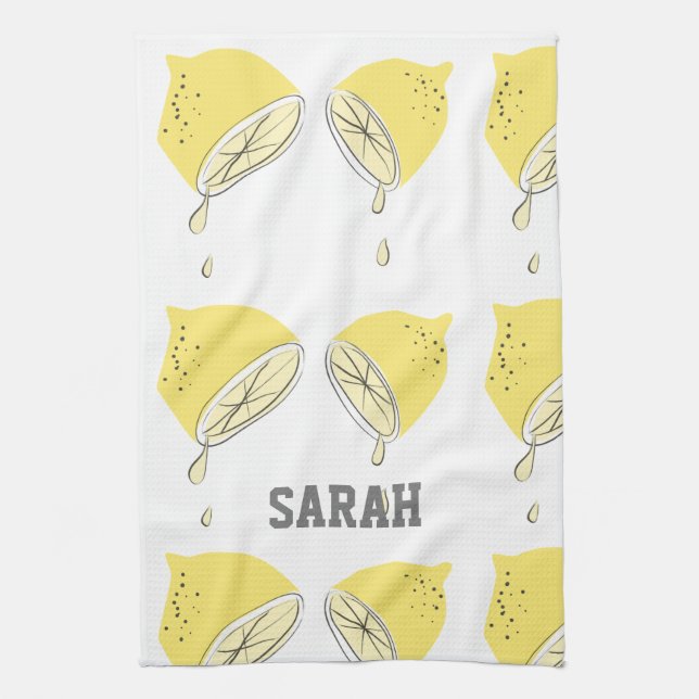 Linge De Cuisine Aquarelle moderne Citron Jaune Fruit Citrus (Vertical)