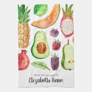 Linge De Cuisine Aquarelle moderne Fruits tropicaux Nom du script a