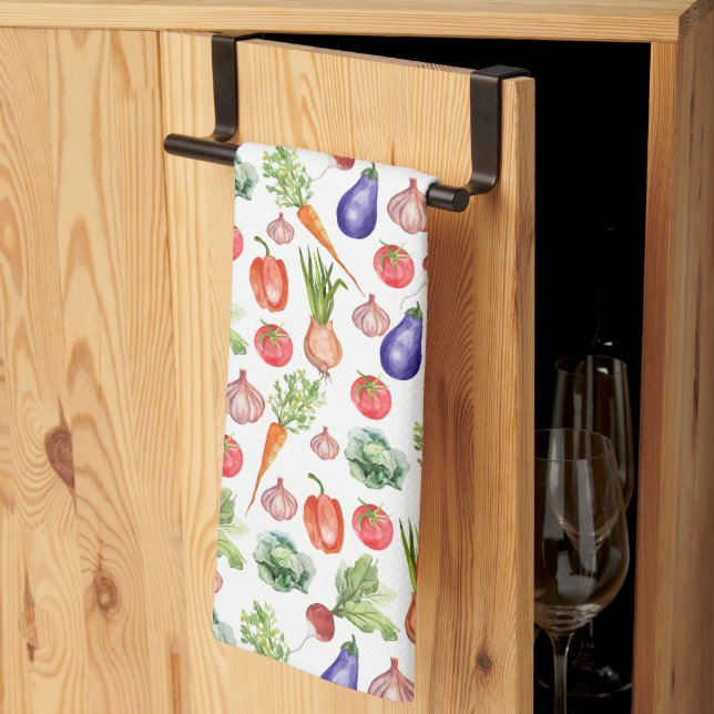 Linge De Cuisine Aquarelle moderne Légumes Cuisine (Pliage en tiers)