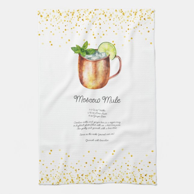Linge De Cuisine Aquarelle Moscou Mule Custom Drink Recette (Vertical)