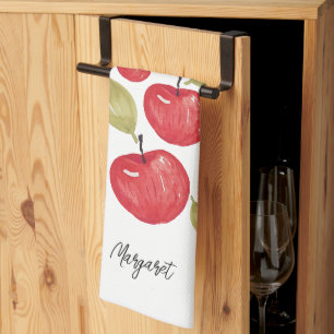 Linge De Cuisine Aquarelle Motif Apple peinte à la main