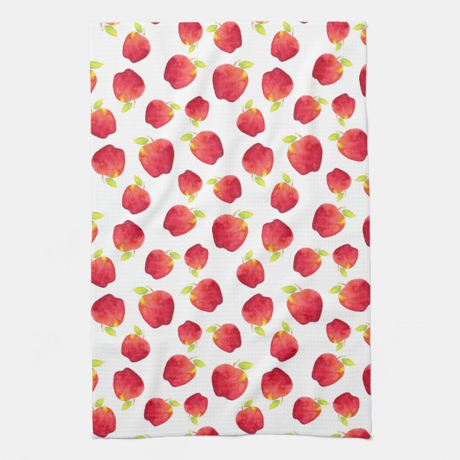 Linge De Cuisine Aquarelle Motif de pomme rouge (Vertical)