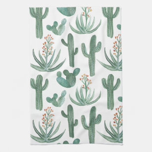 Linge De Cuisine Aquarelle Motif du désert de Cactus Saguaro