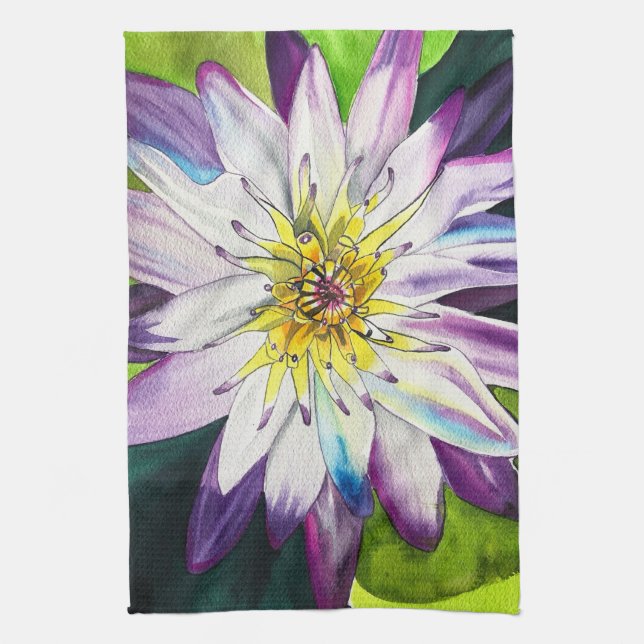 Linge De Cuisine Aquarelle nénuphar fine art (Vertical)