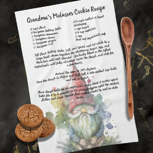 Linge De Cuisine Aquarelle Noël Gnome Family Recette